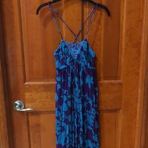 Free People Blue Ruched Maxi Dress